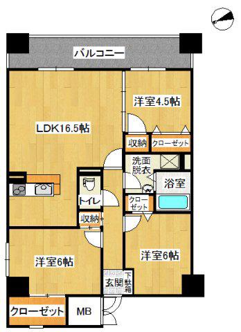 スカイマンションF(3LDK/1階)の間取り写真