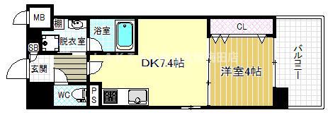 シャイニング福島離宮(1LDK/8階)の間取り写真