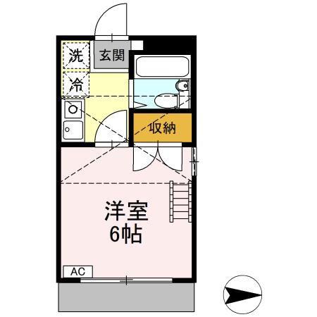 サンライズ西元町(1K/1階)の間取り写真