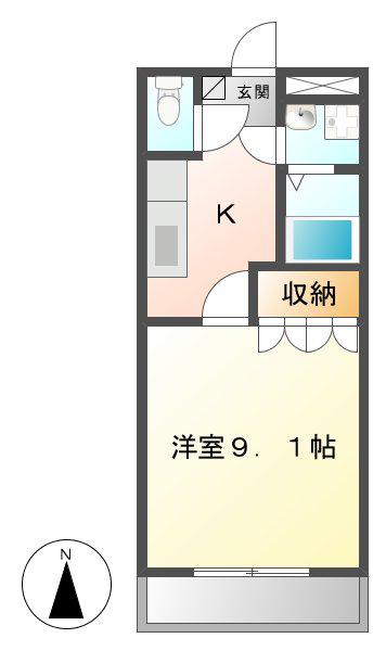 JR関西本線 春田駅 徒歩13分 2階建 築22年(1K/1階)の間取り写真