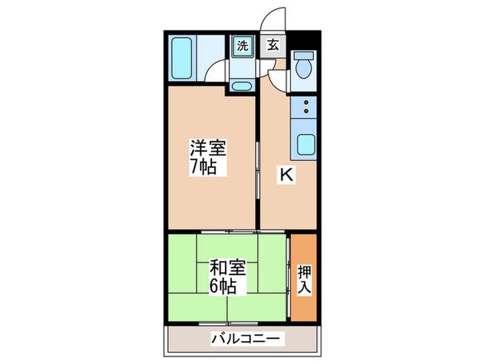 ポラーノ90(2K/4階)の間取り写真