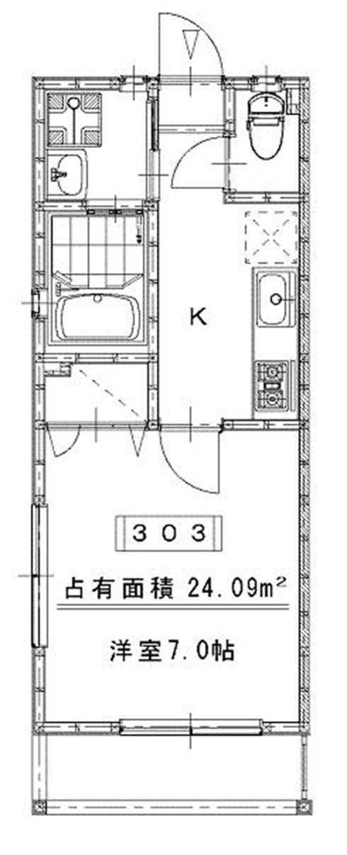 カーム須田尾(1K/3階)の間取り写真