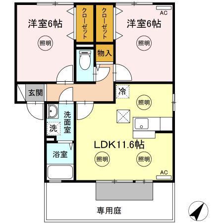 フォレスト A・B・C・D棟(2LDK/1階)の間取り写真