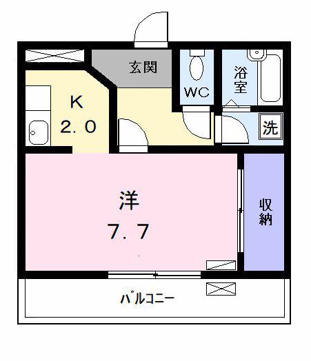ランドマーク弥富(1K/2階)の間取り写真