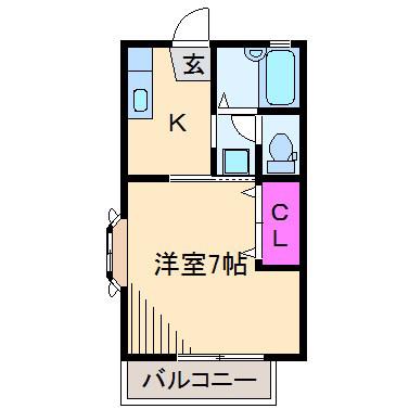 秀光ハイツ(1K/2階)の間取り写真