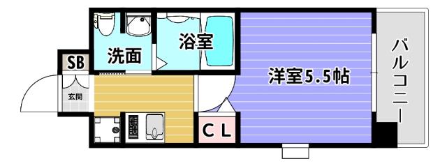 エスリード南堀江リバーサイド(1K/5階)の間取り写真