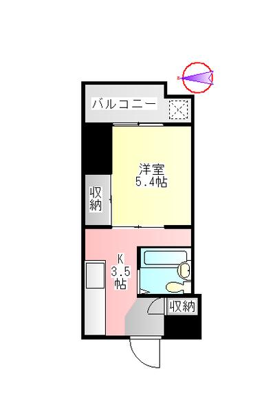 アワノビル(1K/2階)の間取り写真