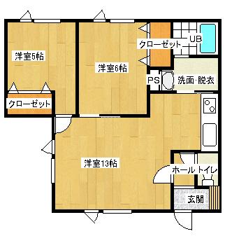 グランベリーハイツ(2LDK/1階)の間取り写真
