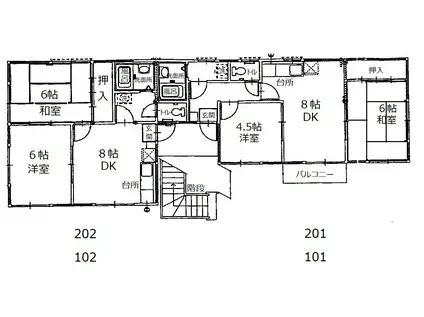 グランデュールD(2DK/1階)の間取り写真