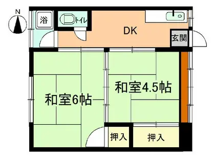 樋口アパート(2DK/2階)の間取り写真