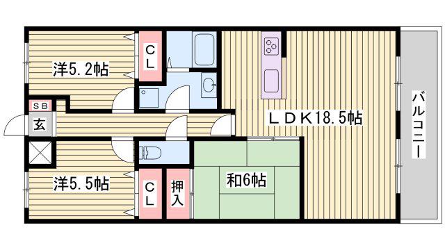 ロック雅(3LDK/2階)の間取り写真