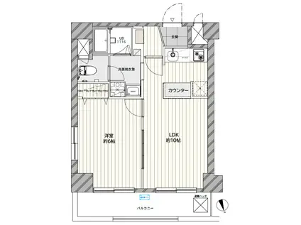 ライオンズマンション新富町(1LDK/6階)の間取り写真