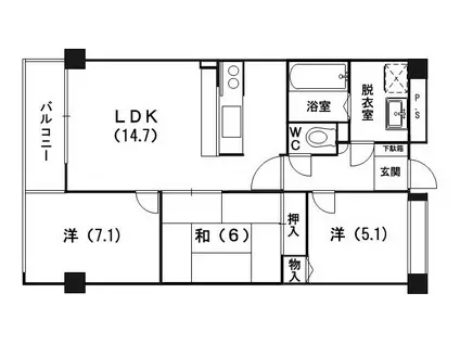 サンスクエア21(3LDK/6階)の間取り写真