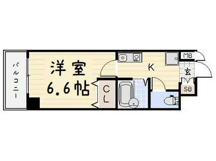 シヨン北九大前(1K/4階)の間取り写真