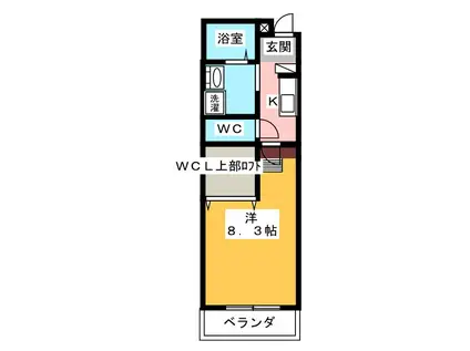 ルチェーレ宮ヶ崎(1K/1階)の間取り写真