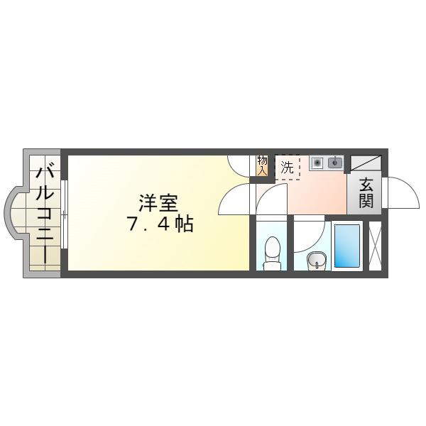 サンシャイン北別府(1K/3階)の間取り写真
