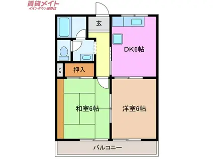 グリーンハイツ(2DK/1階)の間取り写真