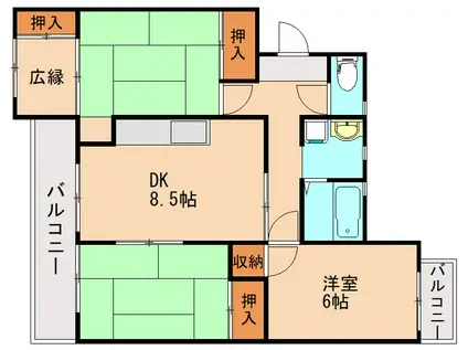 川島コーポ(3DK/2階)の間取り写真