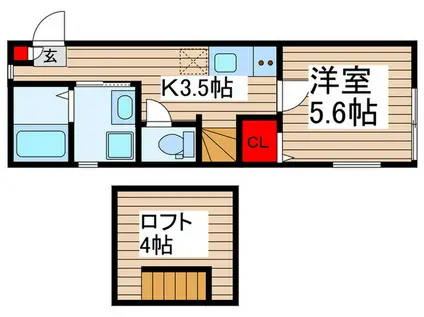 OPUSV(1K/1階)の間取り写真