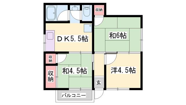 パールハイツ新野辺(3DK/1階)の間取り写真