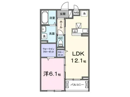 カーサビエント(1LDK/3階)の間取り写真