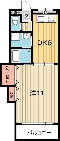 ドリームハウス 2(1DK/3階)の間取り写真