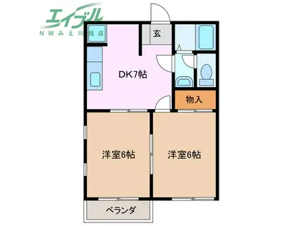 プロスペリティ高阪 C棟(2DK/2階)の間取り写真