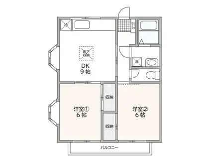 シスタス(2DK/2階)の間取り写真