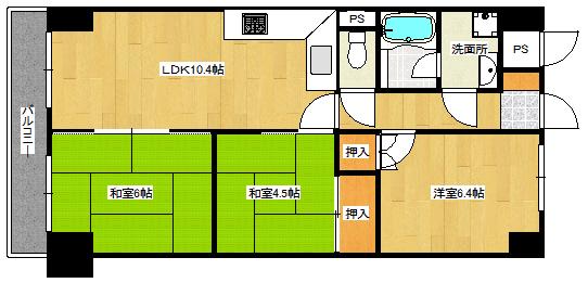 ライオンズマンション古江西(3LDK/8階)の間取り写真