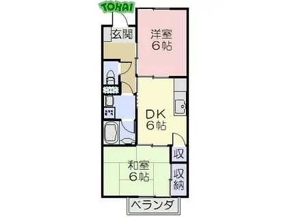 SURPLUS 塚本 A棟(2DK/2階)の間取り写真