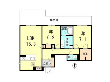 AAAVENTO岡本(2LDK/1階)の間取り写真