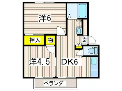 エトワール馬堀(2DK/2階)の間取り写真