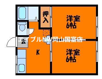 スカイハイツC(2K/2階)の間取り写真