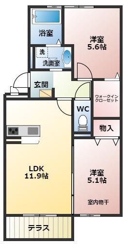 シャルマン(2LDK/2階)の間取り写真