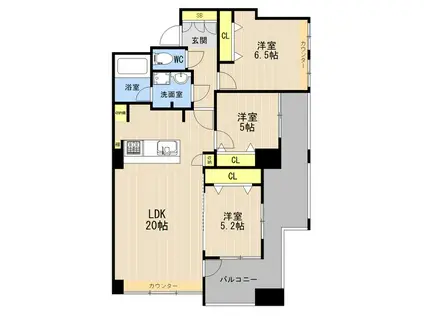 I.PROUD神水(3LDK/3階)の間取り写真