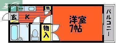メゾンフェスタ浜(1K/2階)の間取り写真