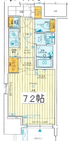 レジュールアッシュ心斎橋LUXE(1K/3階)の間取り写真