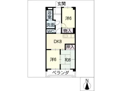 サンタウン篭山(3DK/3階)の間取り写真