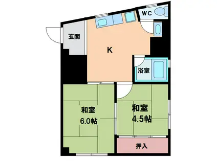 日野マンション(2K/4階)の間取り写真