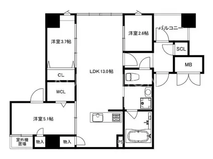 MODERN PALAZZO薬院2丁目(3LDK/5階)の間取り写真