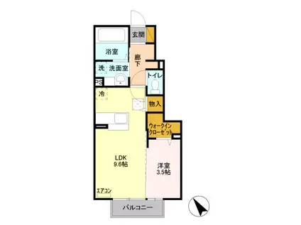 マロニエKINU(1LDK/1階)の間取り写真