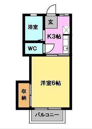 アーバン折立 南棟(1K/1階)の間取り写真