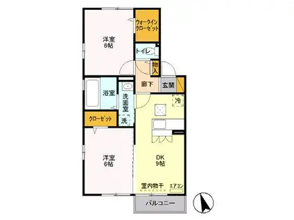 シャルマン市川(2DK/1階)の間取り写真