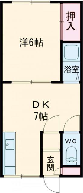 美原ハイム(1DK/1階)の間取り写真