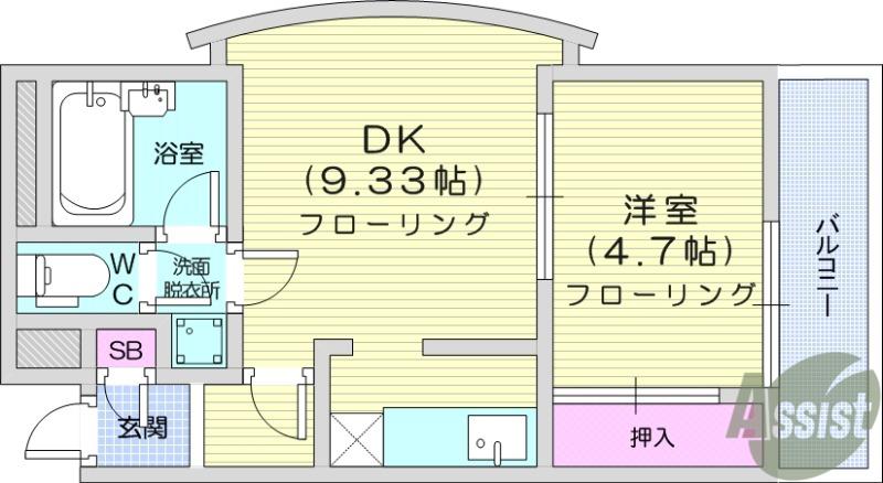 ロイヤルヒルズ柳生Ⅱ(1LDK/3階)の間取り写真