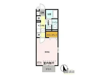 プランドール(1K/1階)の間取り写真