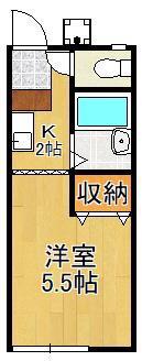 パナハイツ(1K/1階)の間取り写真