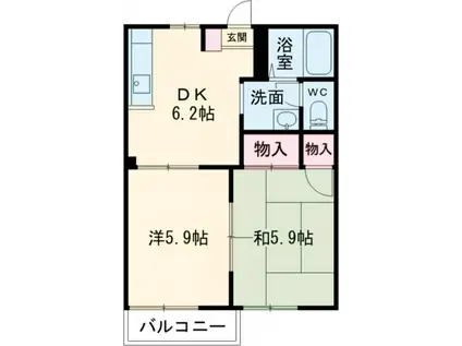 ラ・サンテ里中(2DK/1階)の間取り写真