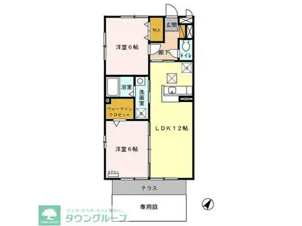 プレジオ壱番館(2LDK/1階)の間取り写真