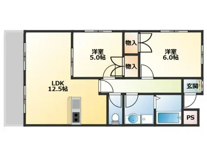ビューシティー2000(2LDK/1階)の間取り写真